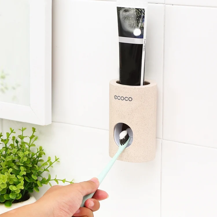 TBD04160900.webp ECOCO Wheat Straw Wall-mounted Seamless Stickers Lazy Automatic Toothpaste - Image 1