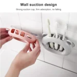 Wall-mounted Bathroom Wall Hanging Rack Creative Couple Suction Cup Toothbrush Shelf Holder - Image 3