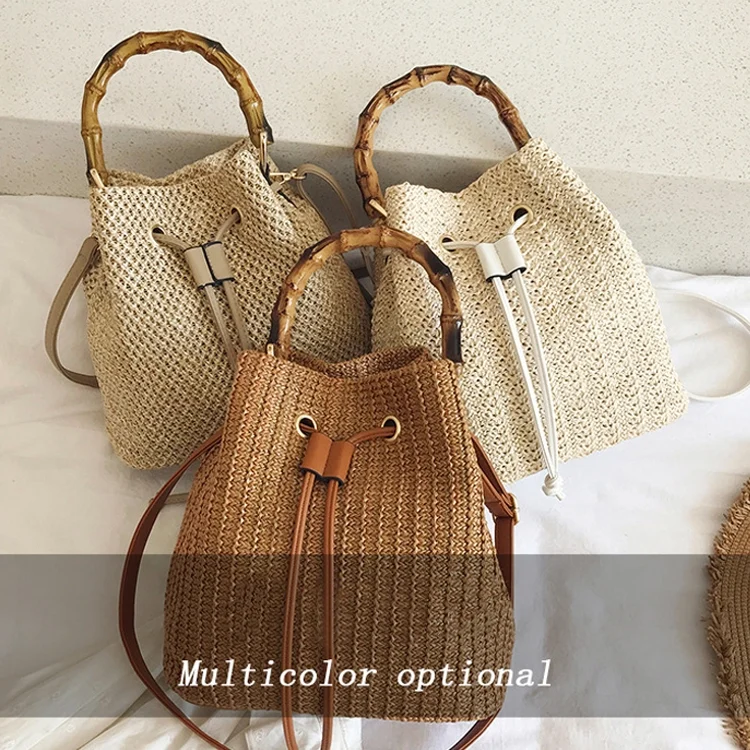 TBD0417483701_B1.webp 88991 Straw Handbag Shoulder Messenger Bag Bamboo Bucket Bag - Image 2