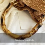 88991 Straw Handbag Shoulder Messenger Bag Bamboo Bucket Bag - Image 3