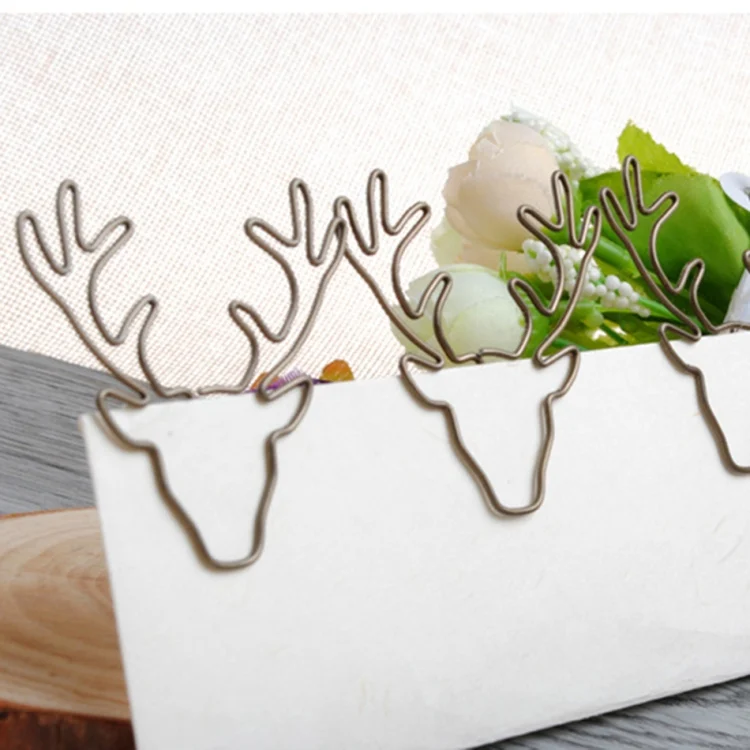 TBD04186599.webp 8 PCS/Set Deer Head Paper Clip Shaped Paper Clip Creative Shape Pin Bookmark - Image 1