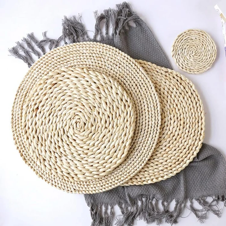 TBD0418900601_3.webp 2 PCS Non-slip Natural Corn Woven Thickening Insulated Tea Mat Table Heat-resistant Casserole Mat - Image 4