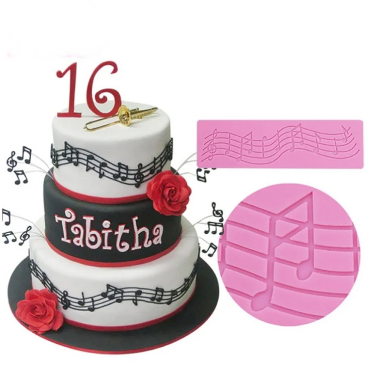 TBD04189027_5.webp 2 PCS Note Cake Decoration Silicone Mould Fondant Cake Tool Baking DIY Mould - Image 6