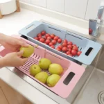Adjustable Dish Drainer Sink Drain Basket Washing Vegetable Fruit Plastic Drying Rack - Image 5