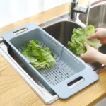 Adjustable Dish Drainer Sink Drain Basket Washing Vegetable Fruit Plastic Drying Rack - Image 6