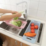 Adjustable Dish Drainer Sink Drain Basket Washing Vegetable Fruit Plastic Drying Rack - Image 8