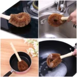10 PCS Natural Coconut Palm Non-stick Oil Long Handle Pot Brush Cleaning Brush Kitchen Cleaning Tool - Image 5