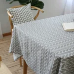 Literary Fresh Geometric Cotton Linen Tablecloth Gray Arrow Rectangular Coffee Table Cloth Desk Cloth - Image 4
