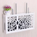 Wifi Router Box PVC Wall-mounted Shelf Hanging Board Bracket Storage Box - Image 2