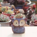 Ceramic Fleshy Flower Pot Succulent Thumb Pot Fox Flower Pot, Random Color Delivery (Without Plants) - Image 3