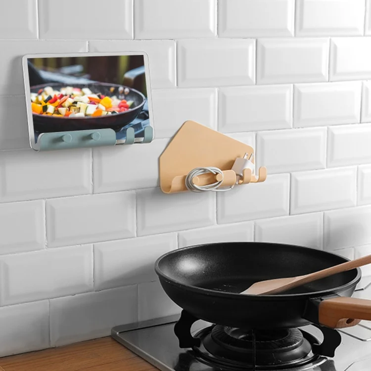 TBD0420668101A_5.webp Wall Mounted 4 Hooks Mobile Phone Holder Hook Hanging Cellphone Tablet Charging Stand Bracket - Image 6