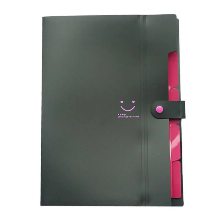 TBD0421633101A.webp Candy-colored Smiling Face Multi-layer Portfolio Pouch Plastic Information Book File Folder - Image 1