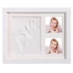Solid Wood Three-frame BabyHands and Feet Mud Print Photo Frame with Cover