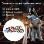 Plaid Pattern Rechargeable LED Glow Light Leads Pet Dog Collar for Small Medium Dogs - Image 7