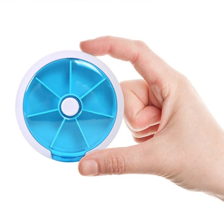 TBD0421901201B_3.webp 2 PCS Creative Multifunctional Round Portable Seven-grid Rotating Plastic Pill Box - Image 4
