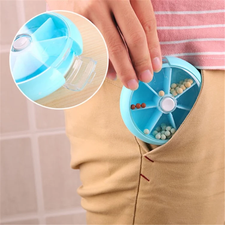 TBD0421901201B_7.webp 2 PCS Creative Multifunctional Round Portable Seven-grid Rotating Plastic Pill Box - Image 8