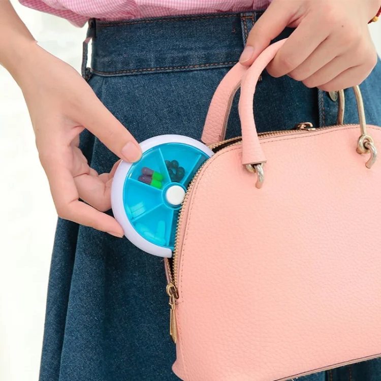TBD0421901201B_8.webp 2 PCS Creative Multifunctional Round Portable Seven-grid Rotating Plastic Pill Box - Image 9