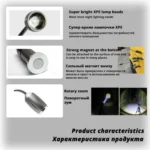Multi-functional with Magnet Charging Rotary Zoom Turn Work Light Glare Flashlight, - Image 6