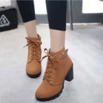 Fashion Square High Heels Solid Color Sneakers Women Snow Boots - Image 7