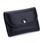 Short Mini Slim Top-grain Leather Wallet Card Bag Zip Coin Pocket