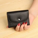 Short Mini Slim Top-grain Leather Wallet Card Bag Zip Coin Pocket - Image 3