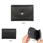 Short Mini Slim Top-grain Leather Wallet Card Bag Zip Coin Pocket - Image 5