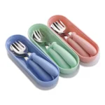 3 PCS/ Set 304 Stainless Steel Spoon and Fork Box Cute Baby Kindergarten Tableware Set - Image 2