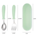3 PCS/ Set 304 Stainless Steel Spoon and Fork Box Cute Baby Kindergarten Tableware Set - Image 3