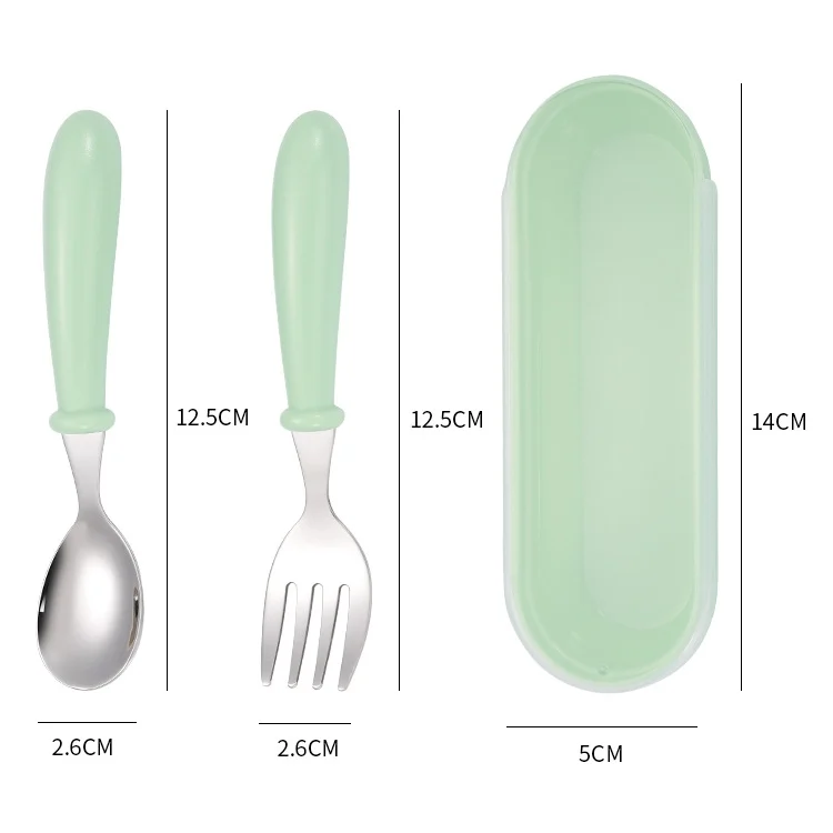 TBD0422574201A_2.webp 3 PCS/ Set 304 Stainless Steel Spoon and Fork Box Cute Baby Kindergarten Tableware Set - Image 3