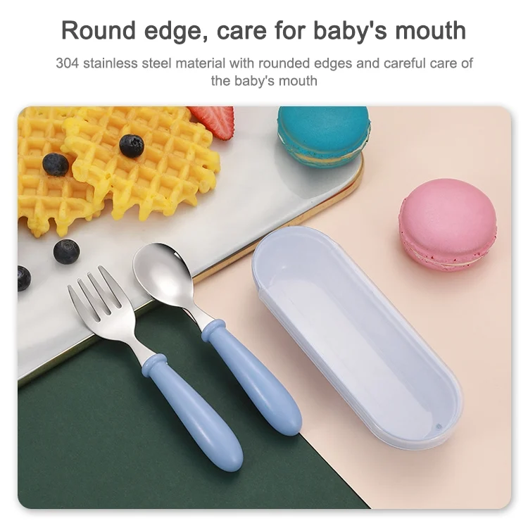 TBD0422574201A_5.webp 3 PCS/ Set 304 Stainless Steel Spoon and Fork Box Cute Baby Kindergarten Tableware Set - Image 6
