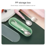 3 PCS/ Set 304 Stainless Steel Spoon and Fork Box Cute Baby Kindergarten Tableware Set - Image 7