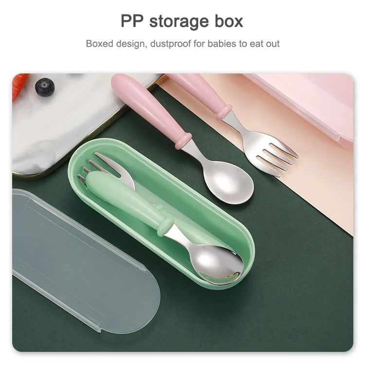 TBD0422574201A_6.webp 3 PCS/ Set 304 Stainless Steel Spoon and Fork Box Cute Baby Kindergarten Tableware Set - Image 7