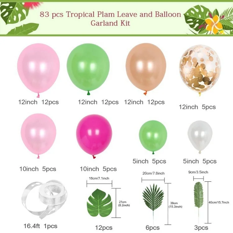 TBD04226343_2.webp Flamingo Turtle Leaf Decoration Balloon Set Latex Balloon Party Decoration Set - Image 3