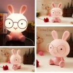 Fashion Cute Cartoon Rabbit LED 3-modes Dimming Touch Control Bedside Lamp, US Plug - Image 3