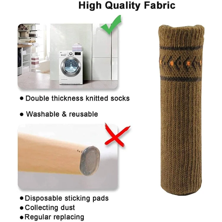 TBD0422741401_B5.webp 4pcs/pack Chair Legs Knitted Non-Slip Floor Protection Cap Anti-Scratch Socks Cover - Image 6