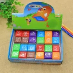 24 PCS / Box Teacher Comments Cartoon Plastic Square Stamps Colorful Pattern Children Toy Stamps - Image 2