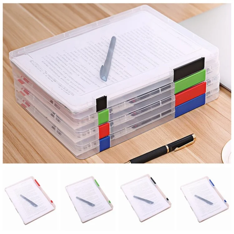 TBD0422757801D_2.webp 2pcs A4 Size Transparent Storage Box Plastic Filling File Case Archive Document Storage Holder - Image 3