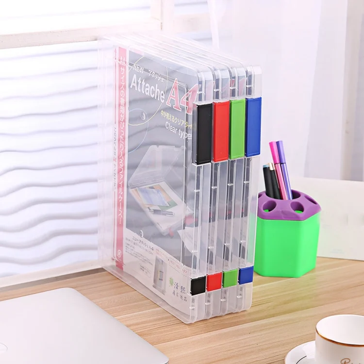TBD0422757801D_4.webp 2pcs A4 Size Transparent Storage Box Plastic Filling File Case Archive Document Storage Holder - Image 5