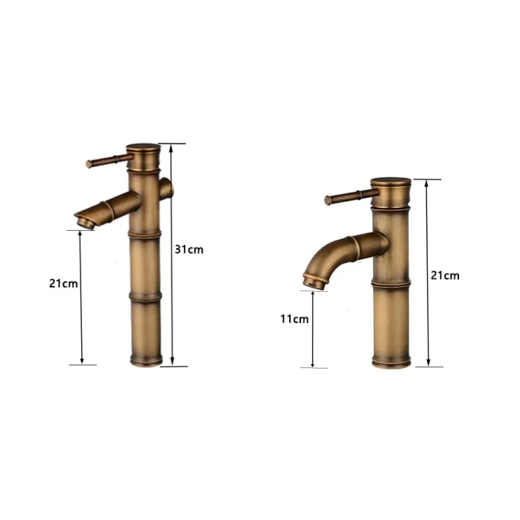 TBD0422773601_3.webp Antique Retro Hot Cold Water Bathroom Counter Basin Bamboo Waterfall Basin Copper Faucet - Image 4