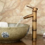 Antique Retro Hot Cold Water Bathroom Counter Basin Bamboo Waterfall Basin Copper Faucet - Image 8