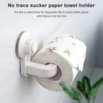 Toilet Paper Holder Suction Cup Wall Mount Removable Rack - Image 5