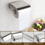 Wall Mounted Tissue Holder Stainless Steel Bathroom Roll Tissue Box Toilet Paper Holder - Image 6