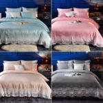 Silk Four-Piece Sheets Bed Sheet Double Nude Sleeping Quilt Cover Ice Silk Bedding - Image 2