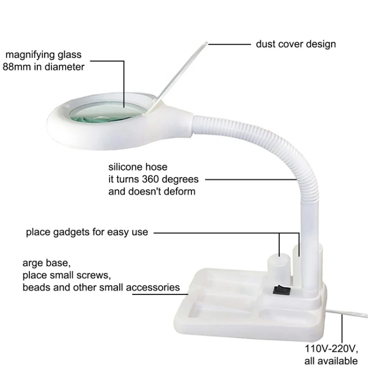 TBD0423127801A_5.webp White LED Desk Lamp Desktop Magnifying Glass Work Lamp - Image 6