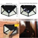 100 LEDs Outdoor Patio Solar Induction Wall Light Adjustable Balcony Garden Lighting Small Street Light - Image 10