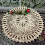 Exquisite Handmade Crochet Hook Flower Garden Mori Cotton Lace Openwork Woven Round Tablecloth - Image 4