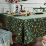 Linen Cotton Christmas Party Tablecloth Rectangle Bronzing Dinning Table Cover - Image 2