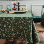 Linen Cotton Christmas Party Tablecloth Rectangle Bronzing Dinning Table Cover - Image 4