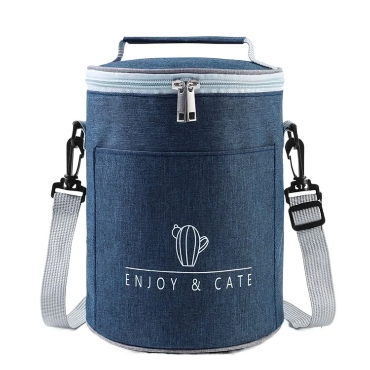 Round Lunch Bag Insulated Lunch Box Foldable & Portable Lunch Tote