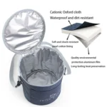 Round Lunch Bag Insulated Lunch Box Foldable & Portable Lunch Tote - Image 2